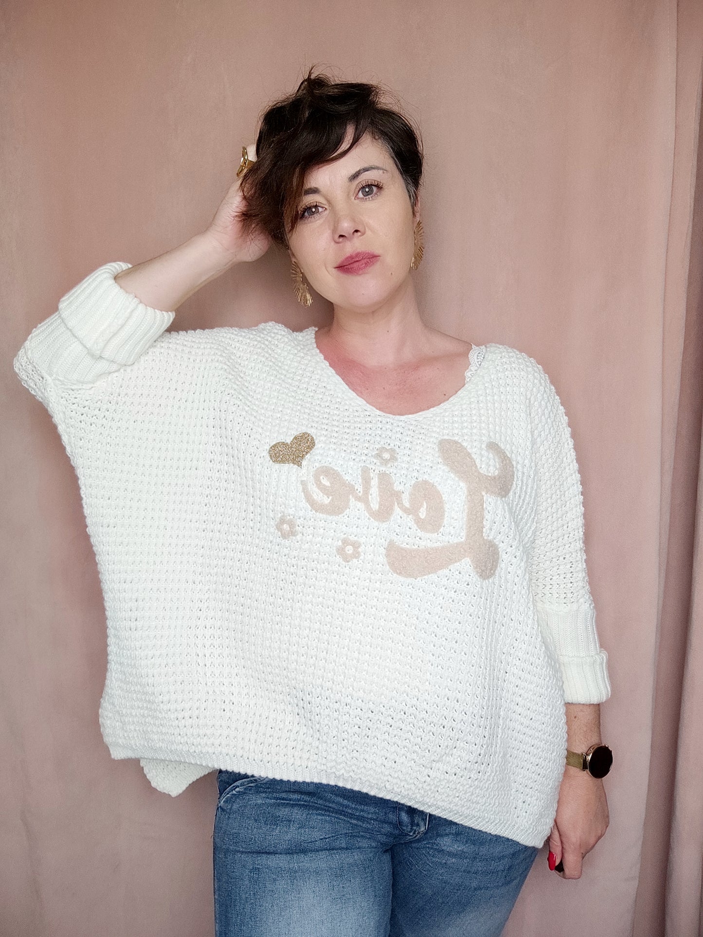 Pull Love maille Blanc