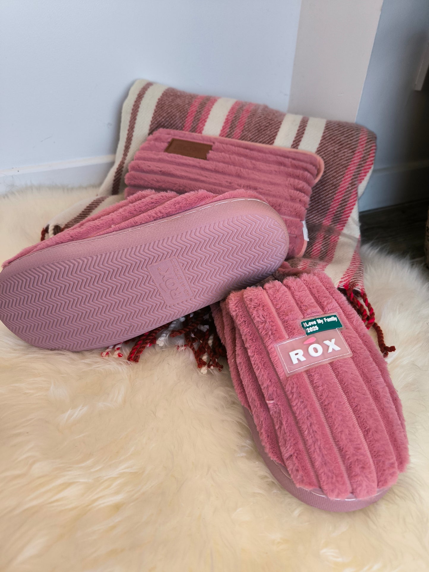 321 Chaussons+ bouillotte Clara vieux rose